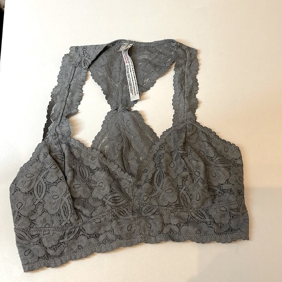 Free People Other - Free People Intimately Racerback Lace Bra Gray Size Small